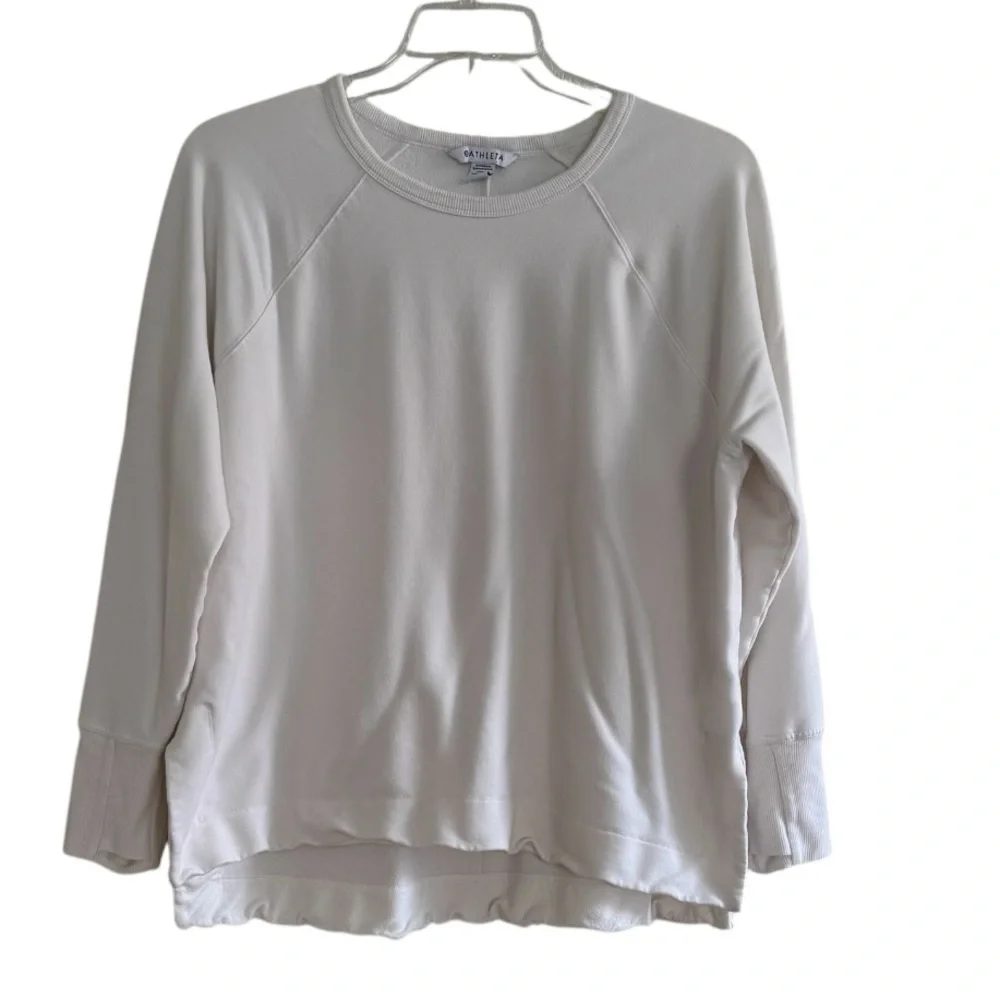 Athleta Coaster Luxe Recover Sweatshirt Top Magnolia White Thumbhole Athletic 1X - Picture 4 of 13